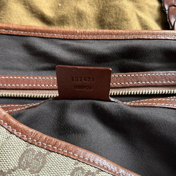 Tan canvas Gucci design, medium leather stripes and accents - Picture 3 of 9
